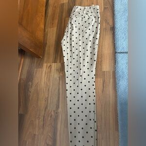 New York & Company Beige Pants with Black Dots